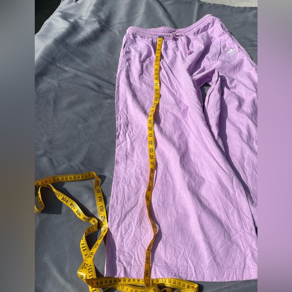 Linen Blend Wide Leg 7/8 Pants Adidas Original Lavender - XL - Picture 9 of 10